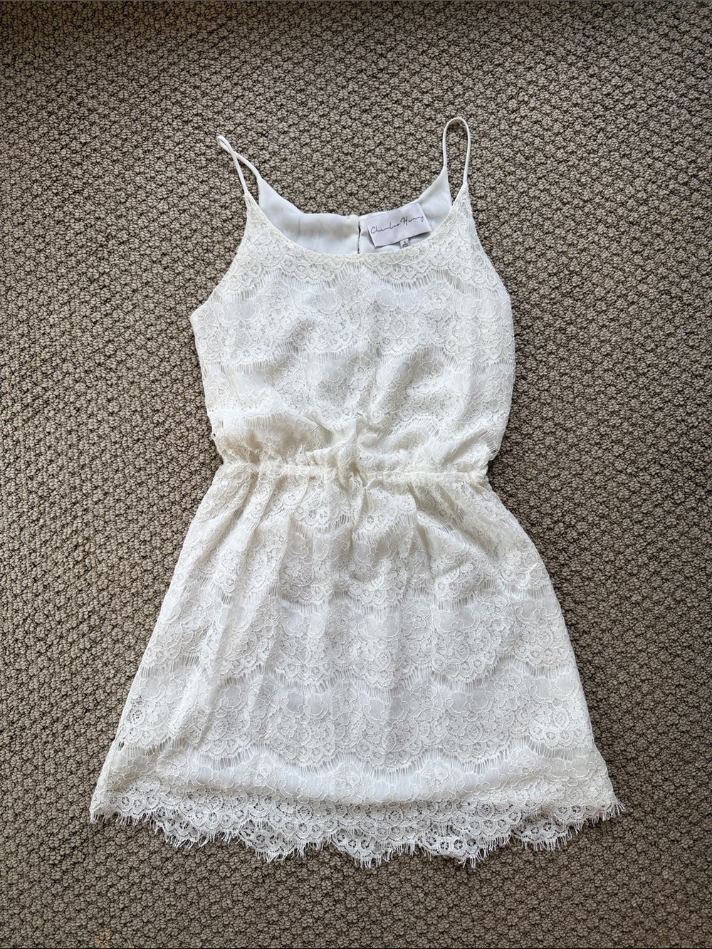 Charles Henry White Lace Spaghetti-Strap Dress